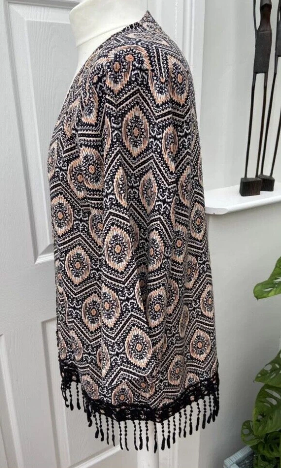 New Look Lace Fringe Cover Up Kimono Top Size 10 #86 - Image 4 of 4