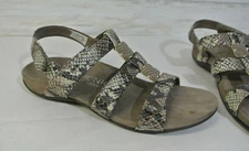 VIONIC ORTHAHEEL AMBER44 Sz. 8 Womens Snake Print Strappy Sandals Brwon Shoe