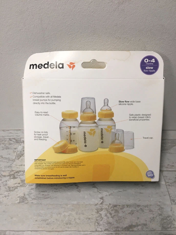 Juego de biberones de leche materna Medela 87131 (3 biberones) tapas de almacenamiento de 5 oz incluidas. NUEVO Foto 2 de 4