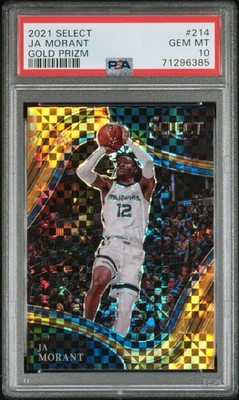2021 PANINI SELECT GOLD PRIZM COURT SIDE #214 JA MORANT 1/10 PSA 10
