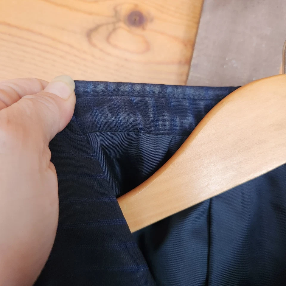 Traje Chaqueta Blazer Abrigo Rayas Jacques Bellini Azul Marino 100% Lana 3 Botones Talla 40S Foto 3 de 4