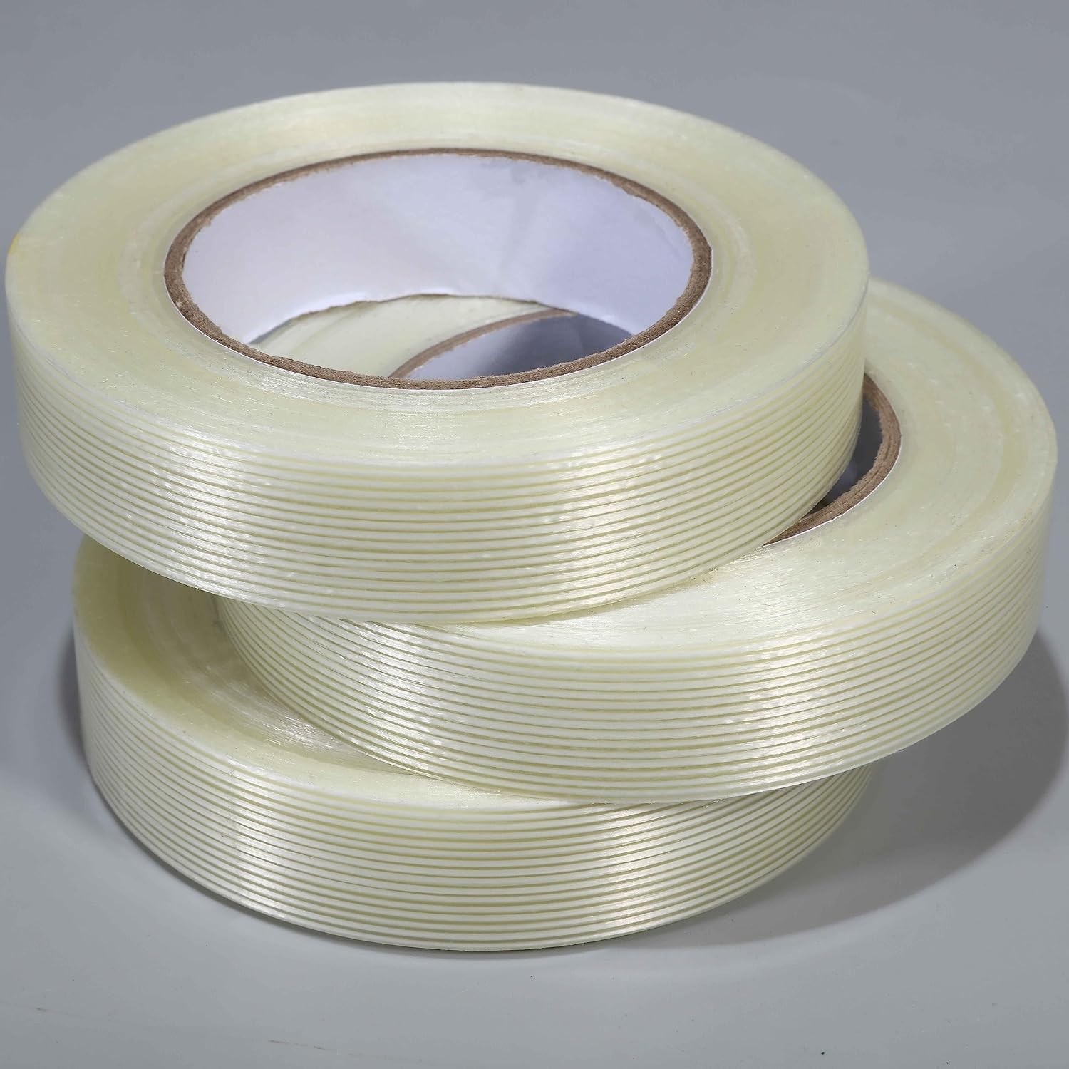 3 Pack, 1in×60yds Filament Strapping Tape, 180yds Total, Fiber Reinforced Packin