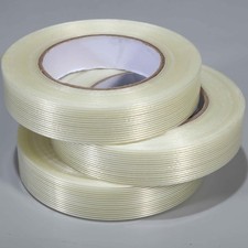 3 Pack, 1in×60yds Filament Strapping Tape, 180yds Total, Fiber Reinforced Packin