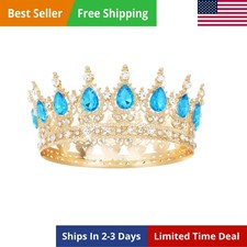 Blue Queen Crown for Women Crystal Tiara Girl Rhinestone Wedding