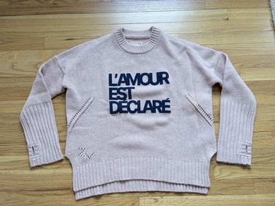NWT zadig & voltaire sweater l amour est declare Wool Blush Sweater Size M