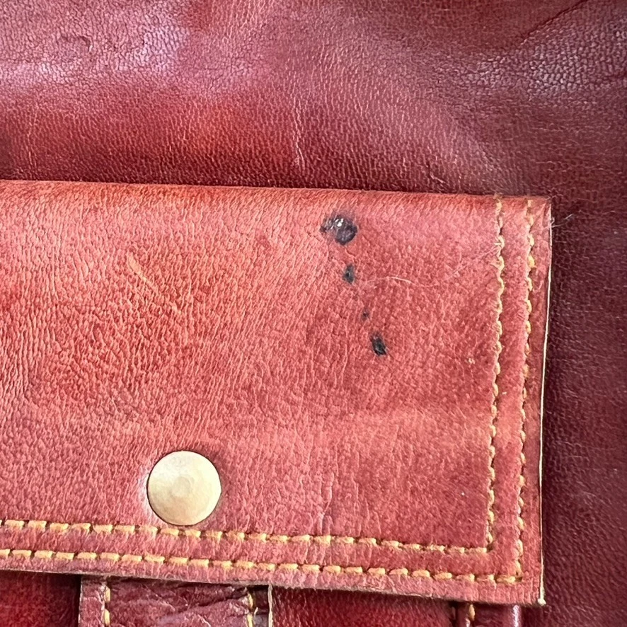 邮差包男女通用垂直棕色皮革手工复古 — 第 4/4 张图片