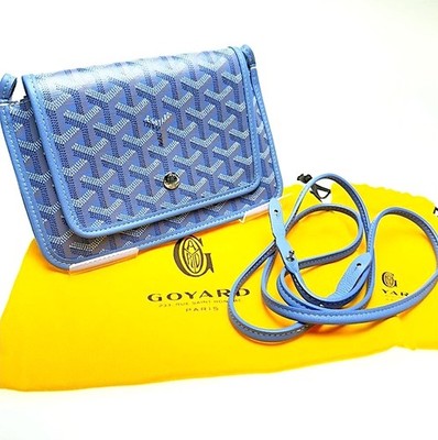 GOYARD Plumet Crossbody Wallet Bag Iris Blue Floral Geldbörse Pochette Auth L...