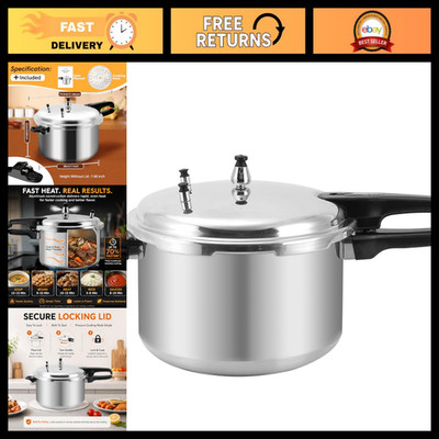 12 Quart Aluminum Pressure Cooker with Steaming Rack - Fast Cooking, Durable Des