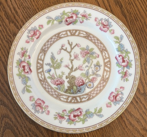 2 Noritake Carleton 5034 Salatteller 7-3/4" Japan hellbraun rosa blau asiatische Blume - Bild 2 von 6