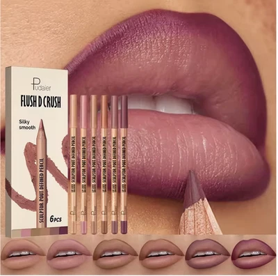 PUDAIER 6er Set Lip Liner matt wasserfest Stift Lippenstift langlebig Make-up Stift UK