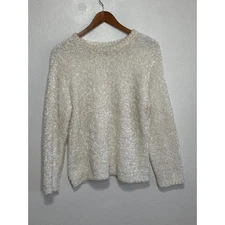VTG BFA Classic Sweater M White Ultra Soft Fuzzy Coquette Cottagecore Clean Girl
