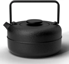 Teapot with Removable Infuser, Cast Iron Tea Kettle Stovetop Safe, Solid Geometr