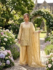 Unique Designer Heavy Silk Kurta Palazzo With Dupatta For Wedding Wear
