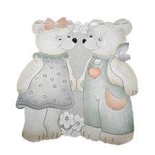 Vintage Lace Doily Girl & Boy Bears Nursery Wall Decor Color Germany Cute