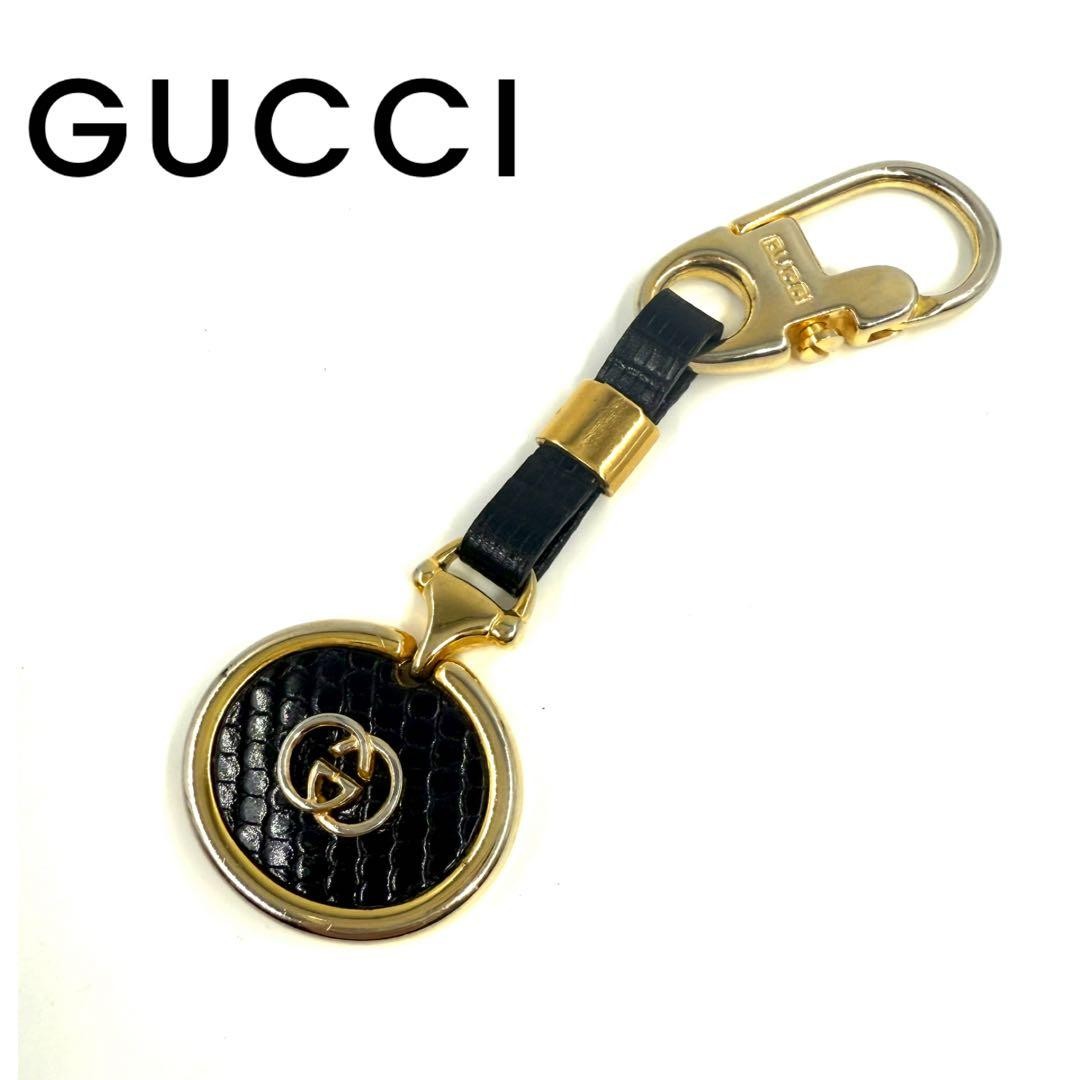 Gucci Interlocking Key Ring Key Chain Black And G… - image 1
