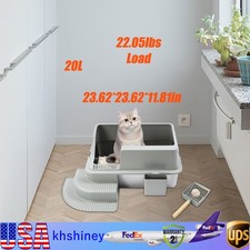 Xl Stainless Steel Cat Litter Box With Lid Extra Large Litter Pan With High Side