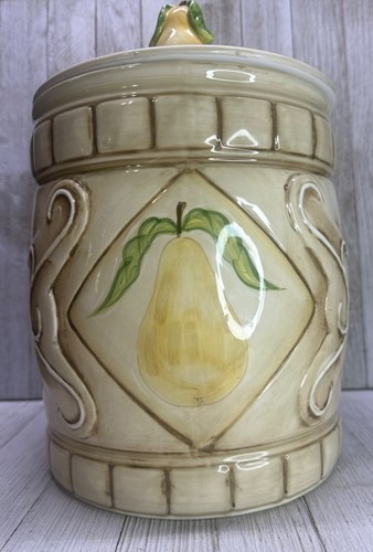 Barattolo biscotti vintage American Atelier SAN Marco 5114 giallo pera terracotta alto 11" - Foto 2 di 15