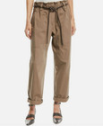 BRUNELLO CUCINELLI BROWN PAPER BAG COTTON TAPERED PANTS WITH BELT SIZE 4 — photo 1