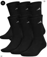 Free Shipping New Orignal adidas Men's Cushioned Athletic 6-Pack Crew Socks