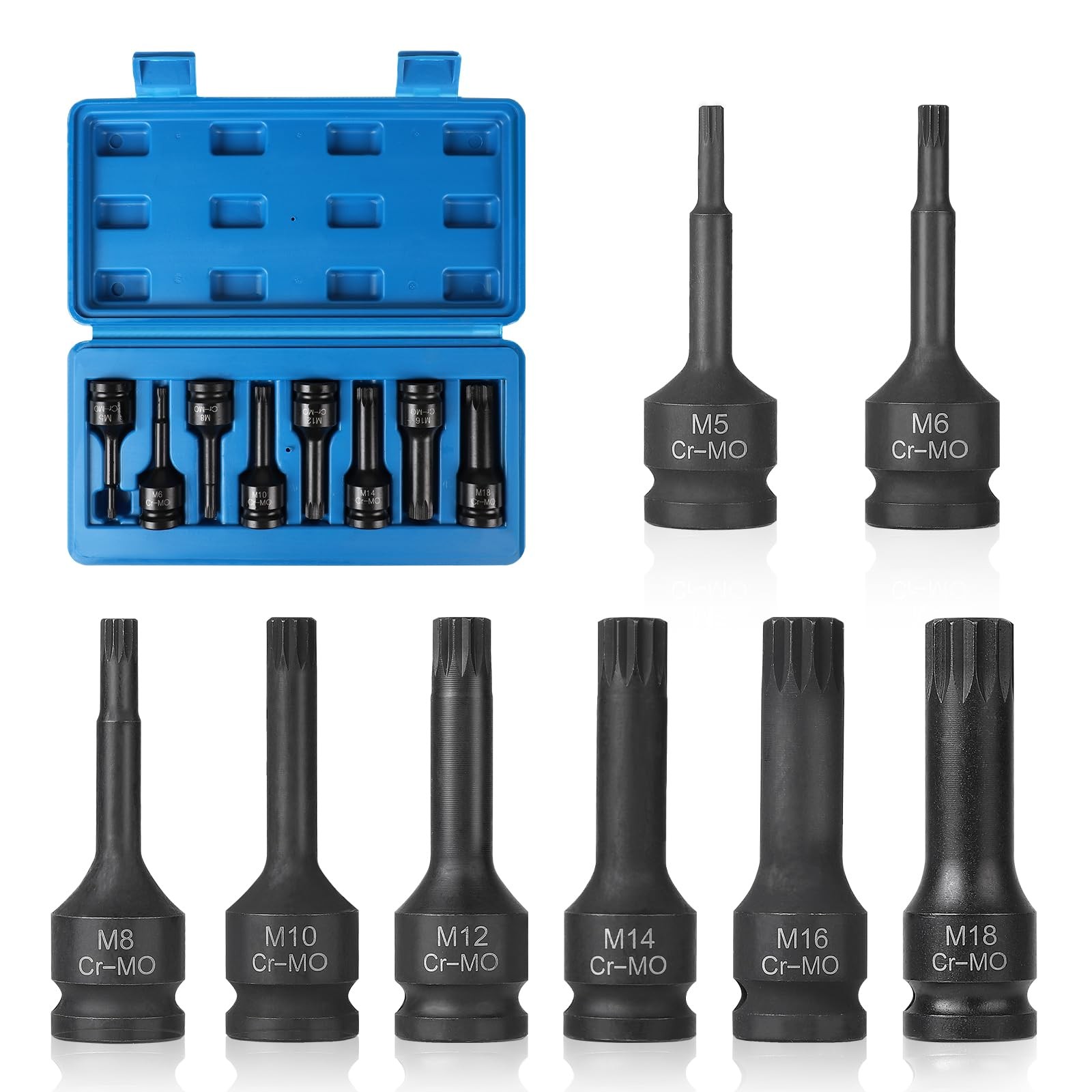 Inserti XZN Millerighe 1/2 Police Set 8 Pezzi M5-M18 Acciaio S2