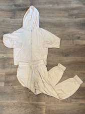 Womens Lounge Soft Nude Cream PJ Set Jacket and SweatsWorkshop Size Small