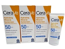 CERAVE HYDRATING MINERAL SUNSCREEN SPF 50 FACE 2.5 OZ BOXED EXP: 2026 LOT OF 3
