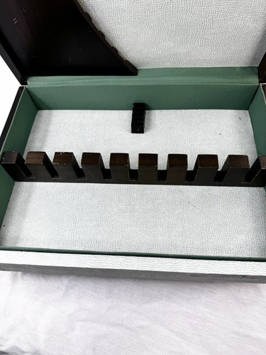Vtg Wooden Flatware Storage Chest Box Case Brown Green Silverware 15x12" Read FS - Picture 6 of 16