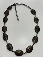 Vtg Womens Western Concho Belt One Size Cowgirl Boho Brass Medallion Chain Belt