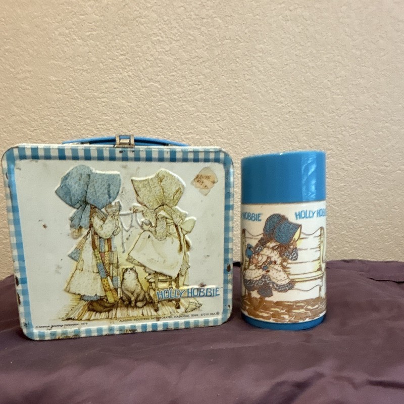 1979 Old Vintage Holly Hobbie Metal Lunch Box & Thermos By Aladdin Made in USA