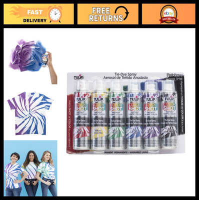 6 Pack Instant Fabric Spray Paint - Permanent Tie Dye Mini Cans, 2.5 oz Rainbow