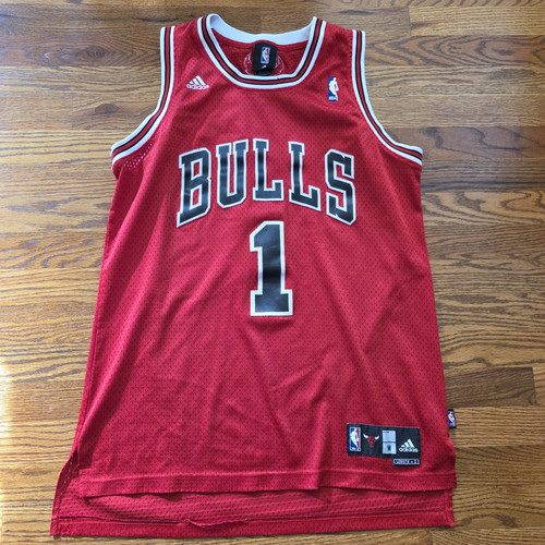 Adidas NBA Chicago Bulls Derrick Rose Basketball Jersey Red Mens M Length +2
