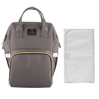 PYETA Wickeltasche Windelrucksack Tasche Wickelunterlage, Grau, 40 x 24x 20 cm - Bild 1 von 4