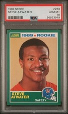 1989 SCORE #263 STEVE ATWATER RC BRONCOS HOF PSA 10