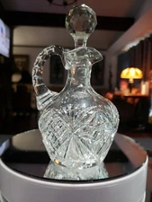 Oil Cruet Catsup decanter TREFOIL American Brilliant Cut Glass Crystal Hawkes