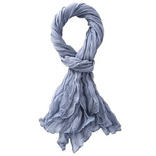 Summer Cotton Blend Crinkle Vintage Soft Scarf Fashion Solid Scarf Light Blue