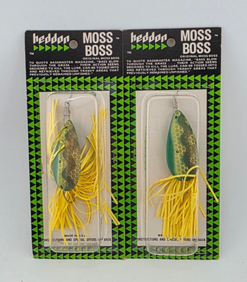 (2) Vintage Heddon Moss Boss Top Water Fishing Lures Lot of 2 - 1/4 oz