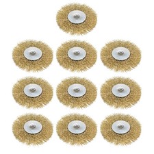 2-1/2-inch Wire Wheel Brush Bench Brass Plated Crimped Steel 1/4inch Arbor 10pCs