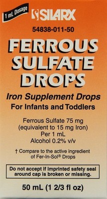 Ferrous Drops Iron Supplement Peppermint Flavor for Enfamil Fer-In-Sol  50 ML