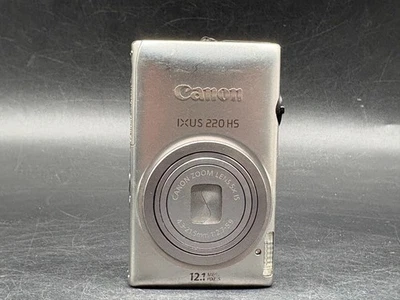 Canon IXUS 220 HS Digitalkamera Silber 12.1MP 5x Zoom IS Kompakt Slim Vintage - Bild 1 von 4