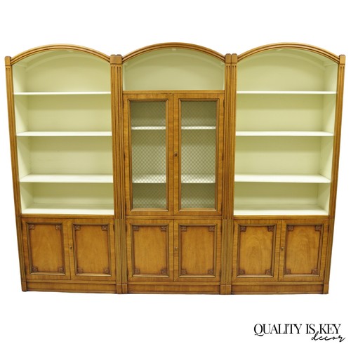 Henredon French Country Provincial Walnut Fruitwood 3 Pc Wall Unit Bookcase