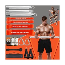 DASKING Resistance Band Bar Set for Home Gym, 500LB Total Resistance with Lon...