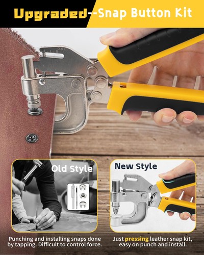 Leather Snaps and Fasteners Kit for Thicker Fabric w/Heights 6.3mm/5.3mm Meta... - Picture 2 of 6