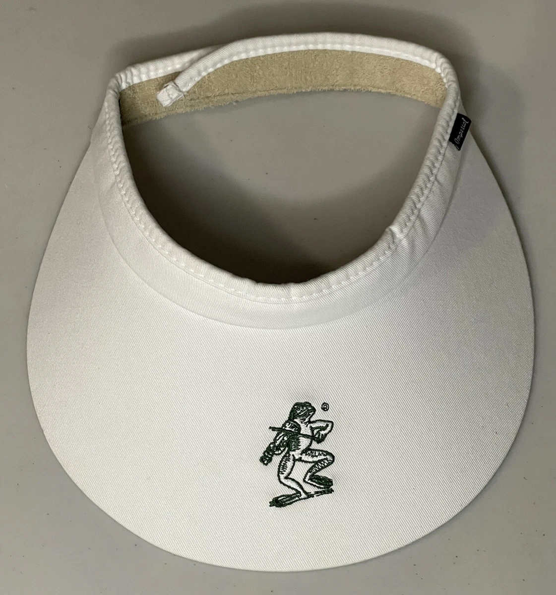 VTG Imperial Women Sun Golf Visor White Embroidered Frog Playing