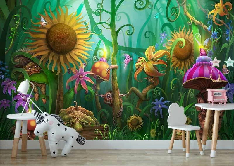 Enchanted Garden Forest Wall Mural Wallpaper Kids Nursery Art Decor DIY Gift B76