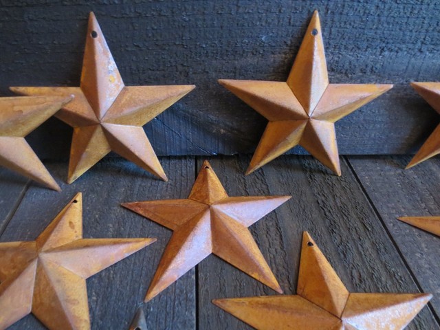10 Tiny Rustic Rusty Tin Barn Stars 2 D 1 Inch Craft Star