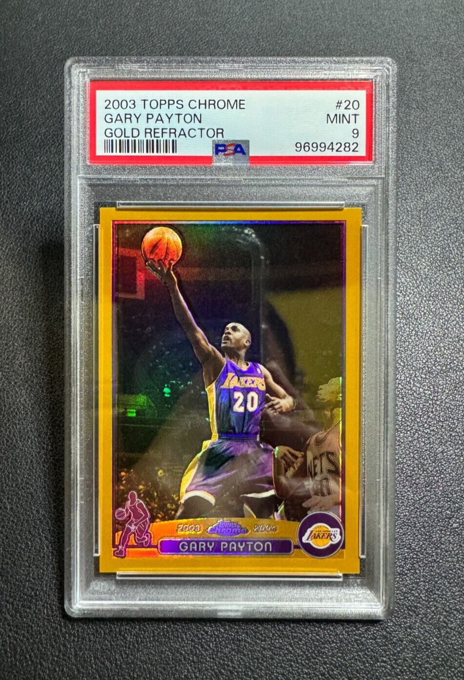 Gary Payton 2003 Topps Chrome Gold Refractor #/99 Lakers PSA 9