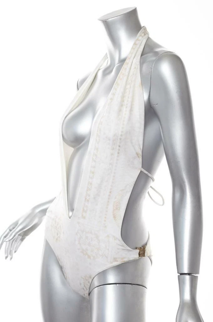 BALMAIN Womens White Graphic One Piece Swimsuit Bathing Suit NEW