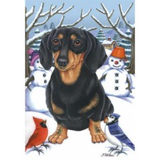 Dachshund Black Tan Winter Decorative Flag