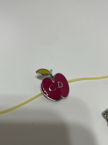 Vtg CHRISTIAN DIOR BOUTIQUE BY JOHN GALLIANO PINK CD LOGO APPLE CHOKER NECKLACE - Picture 7 of 9
