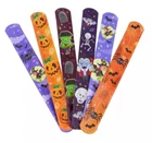6 Halloween Snap Bracelets Slap Wristbands Kids Party Bag Fillers Trick or Treat